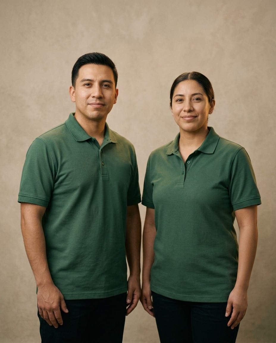 Studio portrait of the two Aurora Standard professionals assigned to your home