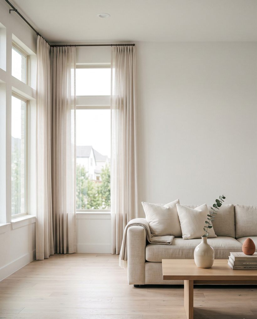 An immaculate, freshly cleaned open-plan living room in a Fort Bend County home